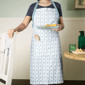 Maze Cotton Kitchen Apron - Durable, Stylish & Comfortable Kitchen Wear (Color: White)