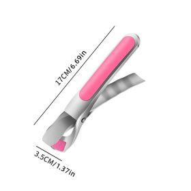 1pc Hot Bowl Dish Plate Gripper Clips; 304 Stainless Steel Anti-Scalding Tong Clamp; Anti-Scalding Kitchen Gadget; Heat Resistant Silicone Cookin (Color: Pink)